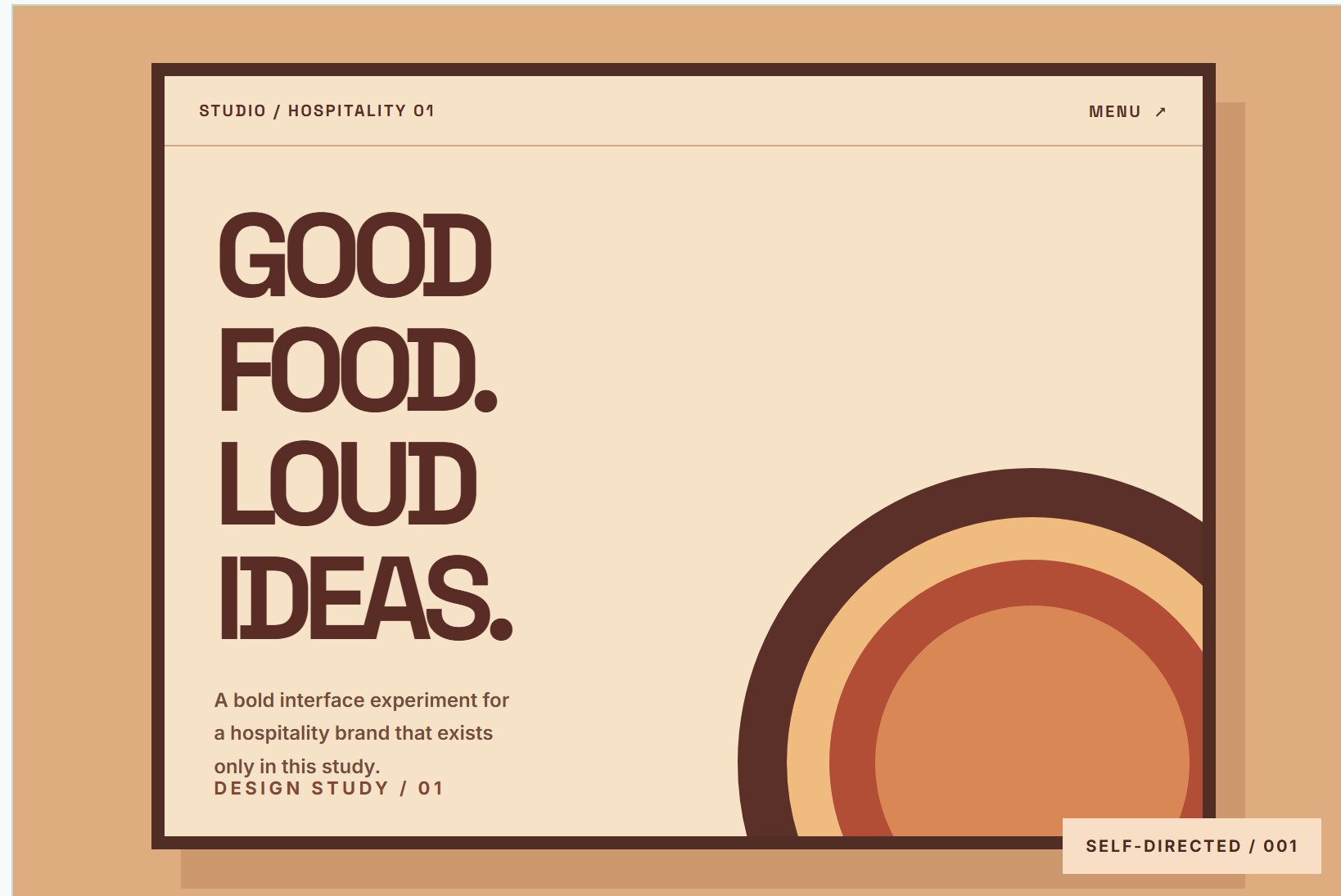 Fictional hospitality website design study, shown as a conceptual editorial interface