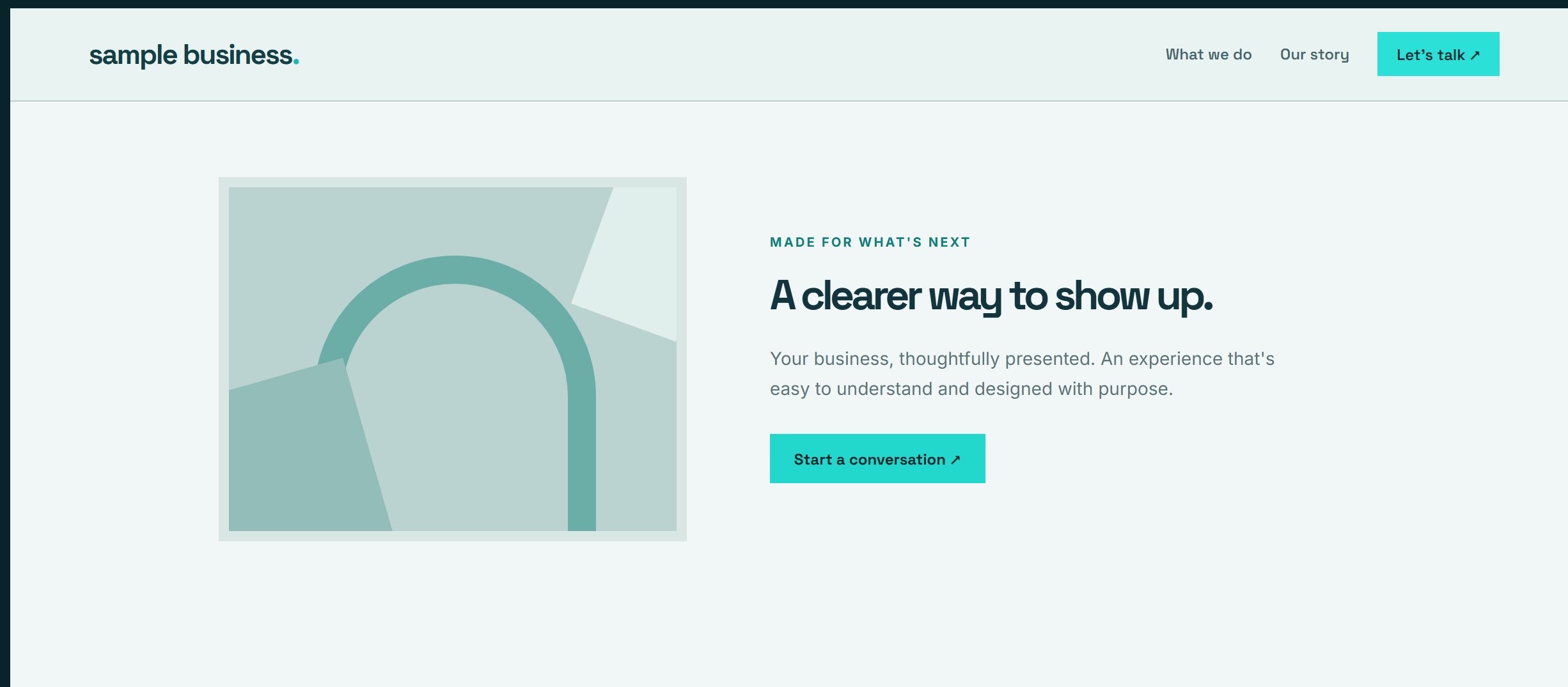 After concept: a clearer, more intentional website for the same hypothetical sample business. Illustrative only, not client work