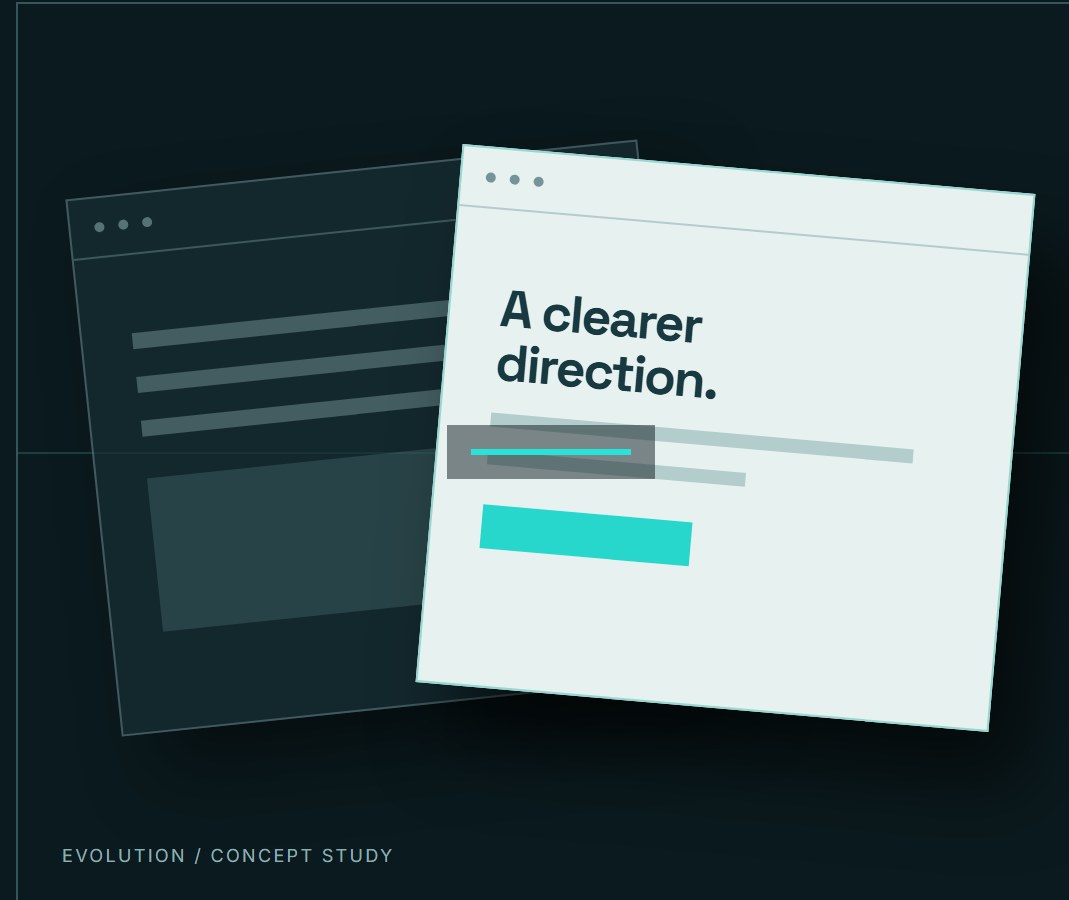 Conceptual comparison of an older and a more intentional website layout; not a real before and after client example